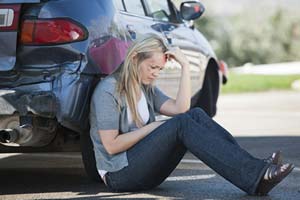 Person sitting auto accident